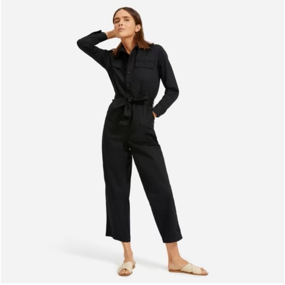 Everlane Sz 6 The Modern Utility Jumpsuit Black Coveralls